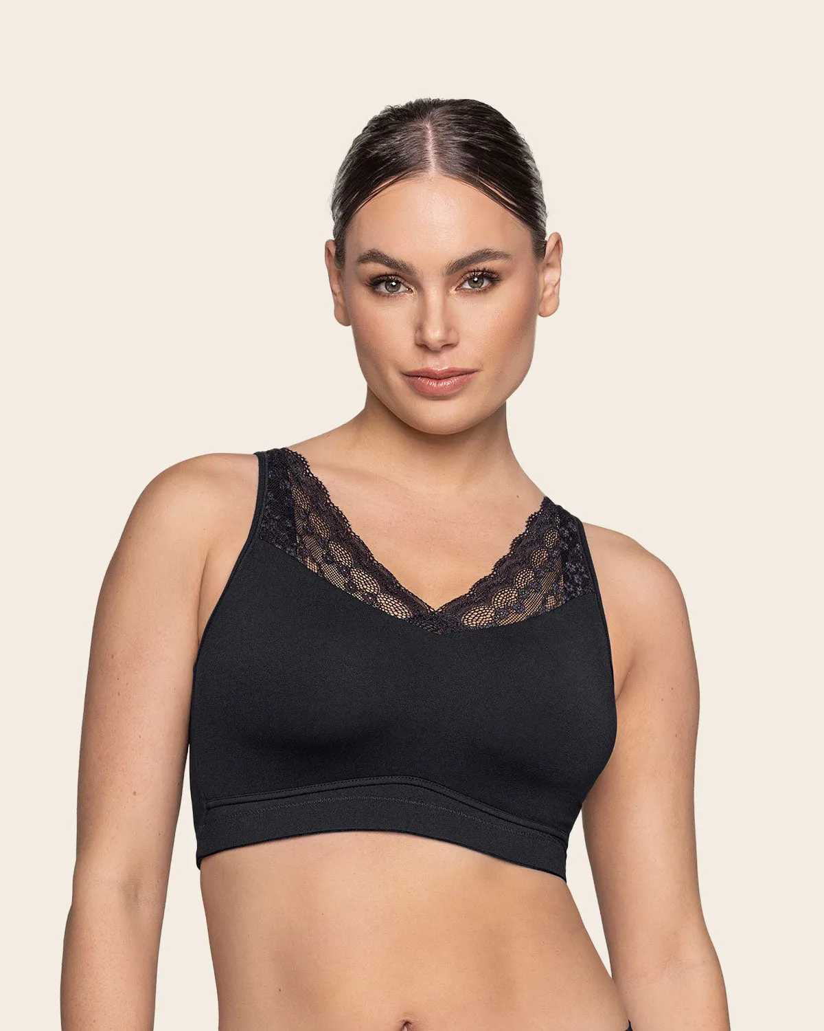 Mastectomy Pocketed Lace Trim Wireless Bra