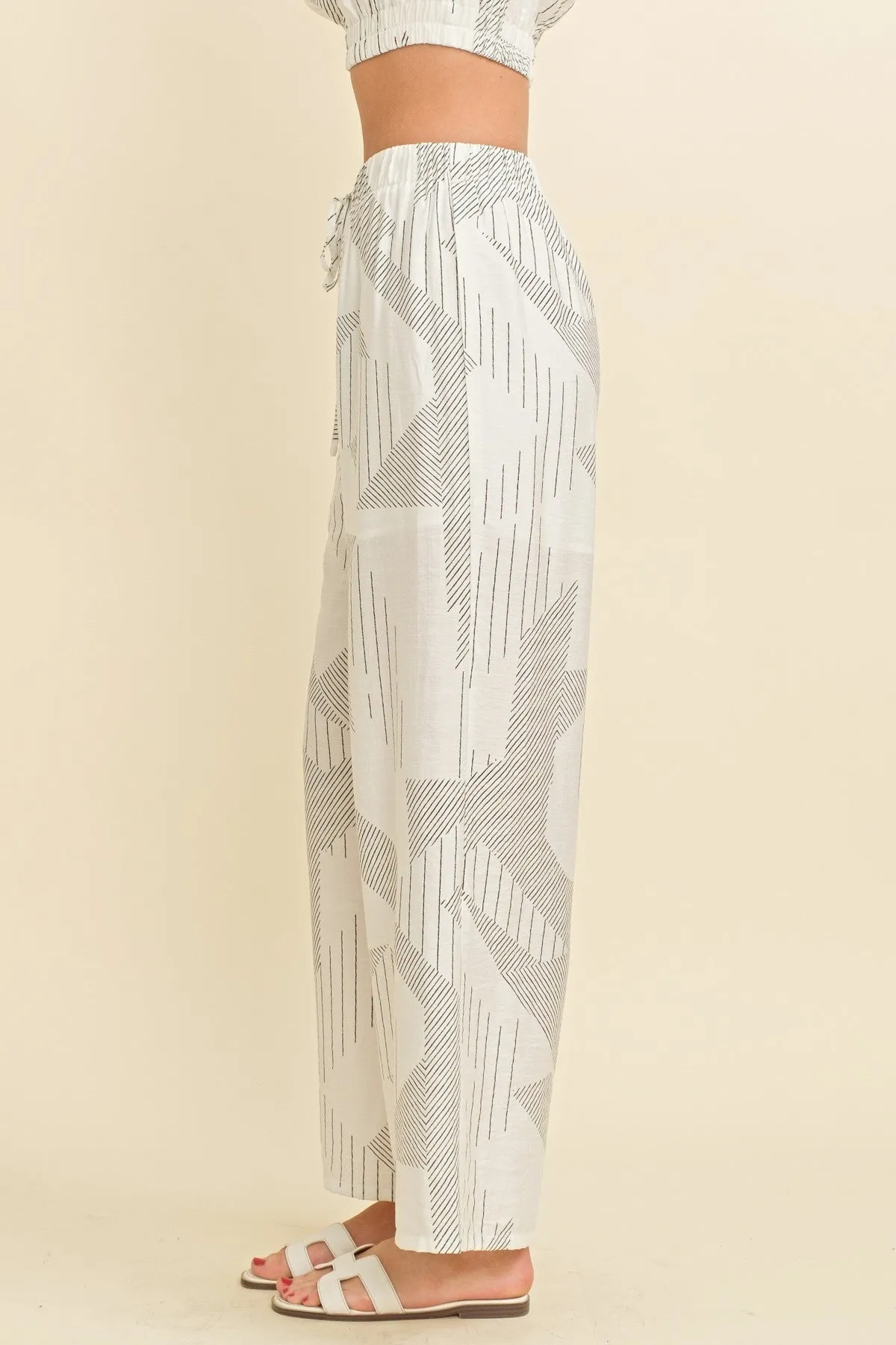 Maya White & Black Wide Leg Pants