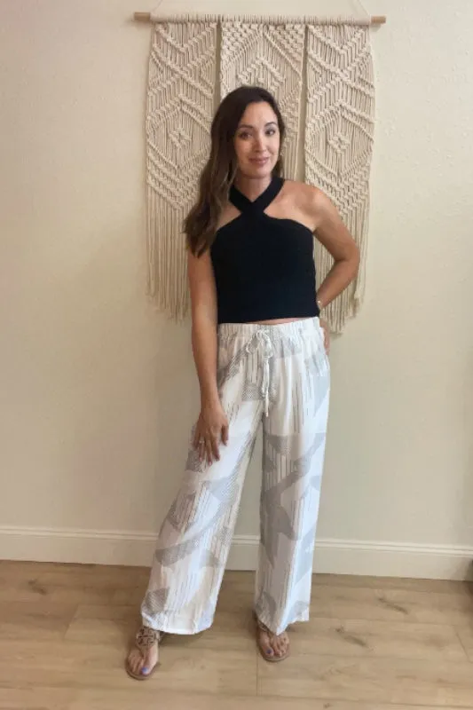 Maya White & Black Wide Leg Pants