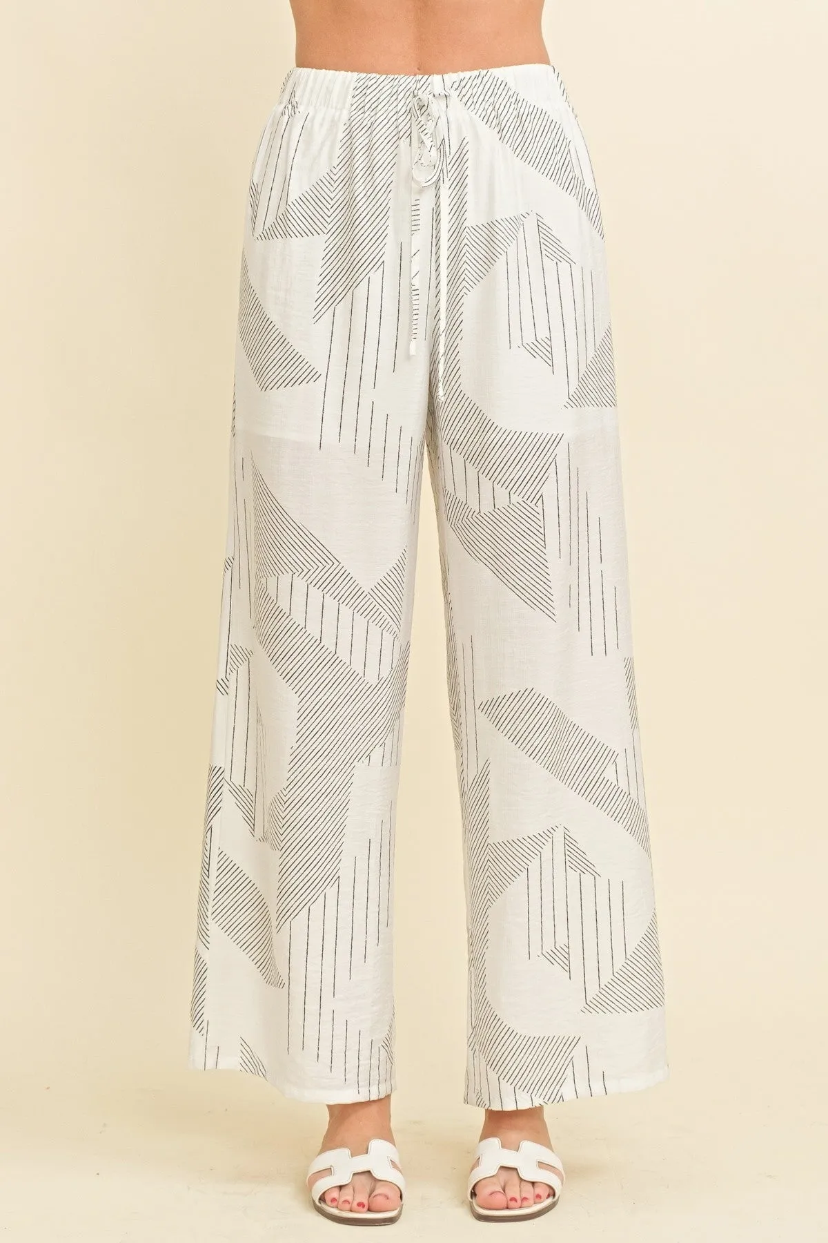 Maya White & Black Wide Leg Pants
