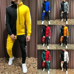 Men Sports Hoodie Tracksuit Set
