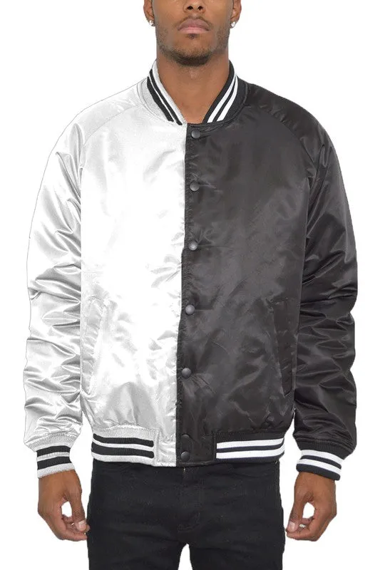 Men's Color Block Two Tone Varsity Jacket