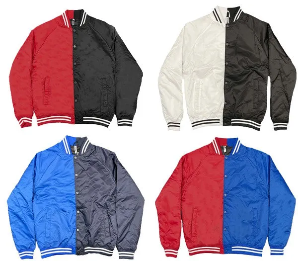 Men's Color Block Two Tone Varsity Jacket