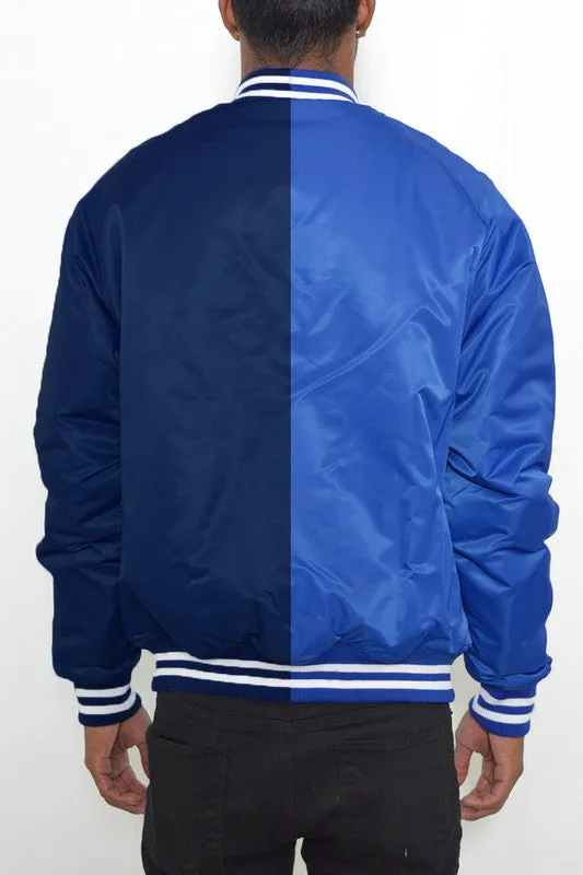 Men's Color Block Two Tone Varsity Jacket