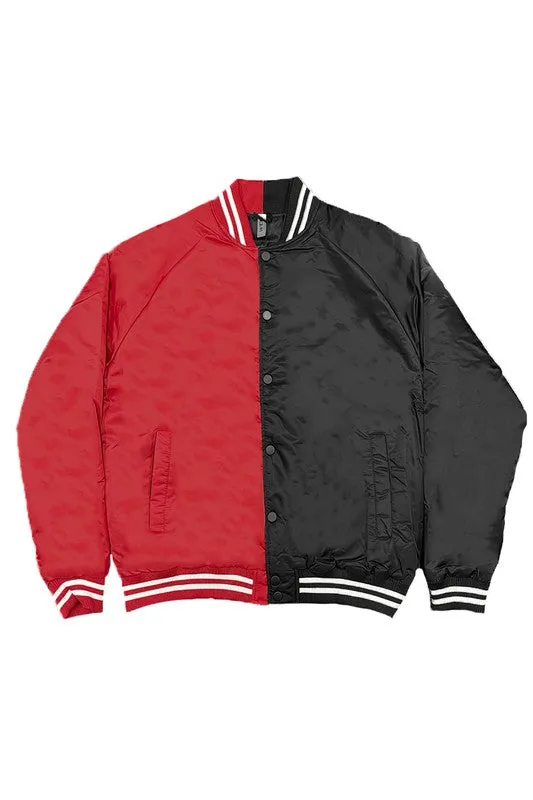 Men's Color Block Two Tone Varsity Jacket