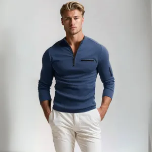 Men's half-zip pullover lightweight casual jumper - stylish everyday wear