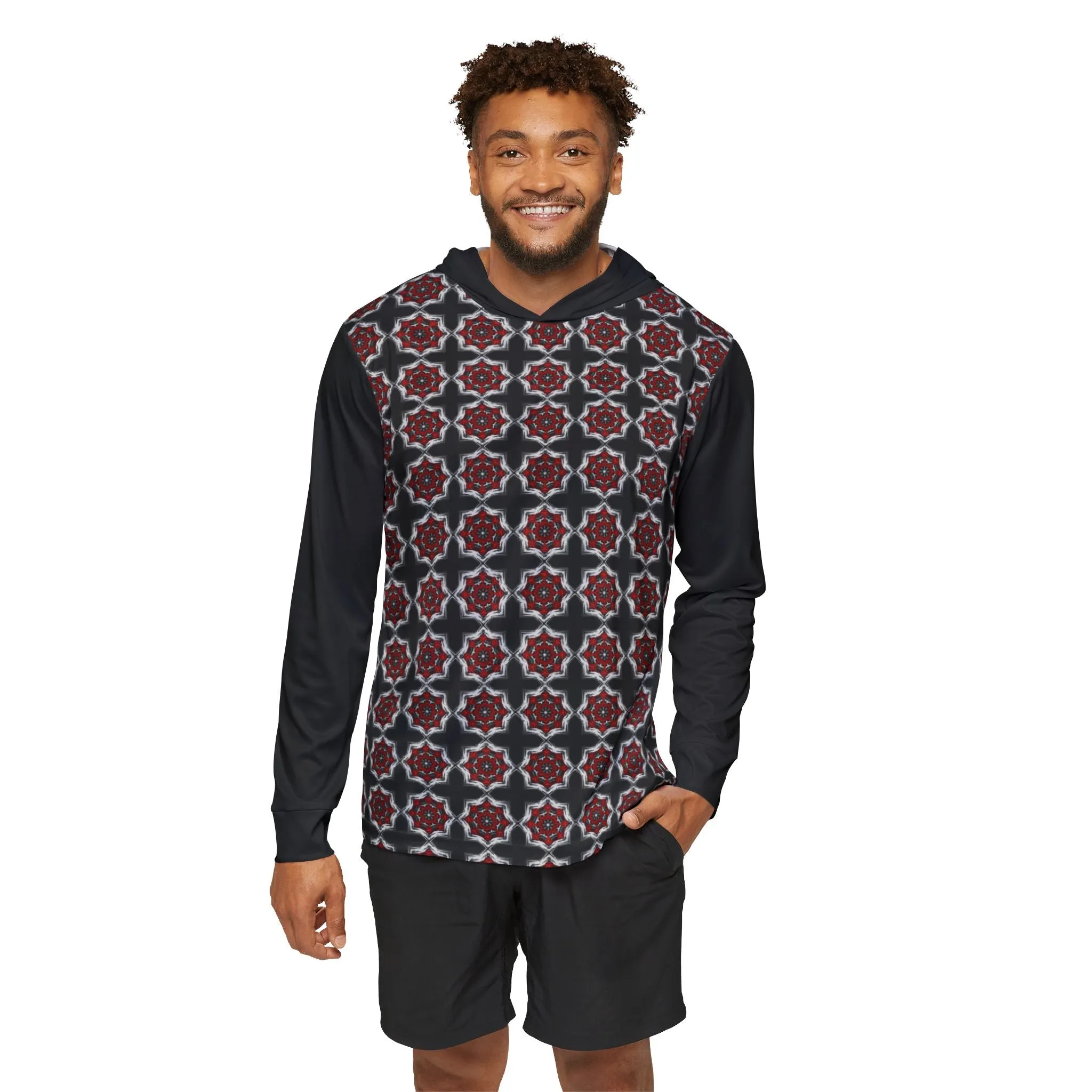 Men's Sports Warmup Hoodie  - Red and Black