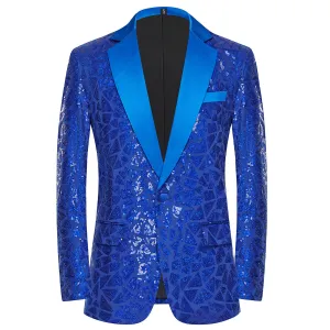 Men's Triangular Sequins Jazz Dance Blazers White Green Red Blue Gold Shiny Singers Host  Chor Party Dress Up Coats Band Performance Jackets for Man