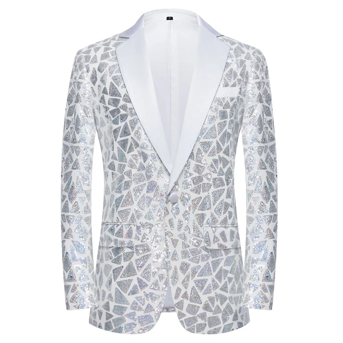 Men's Triangular Sequins Jazz Dance Blazers White Green Red Blue Gold Shiny Singers Host  Chor Party Dress Up Coats Band Performance Jackets for Man