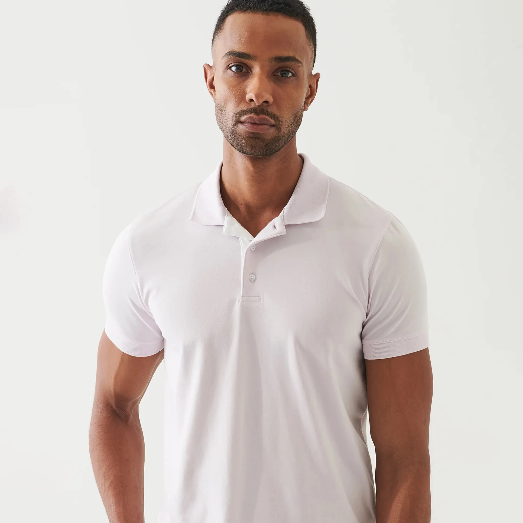 Misty Rose Contrast Placket Iconic Pima Cotton Stretch Polo Shirt - Patrick Assaraf