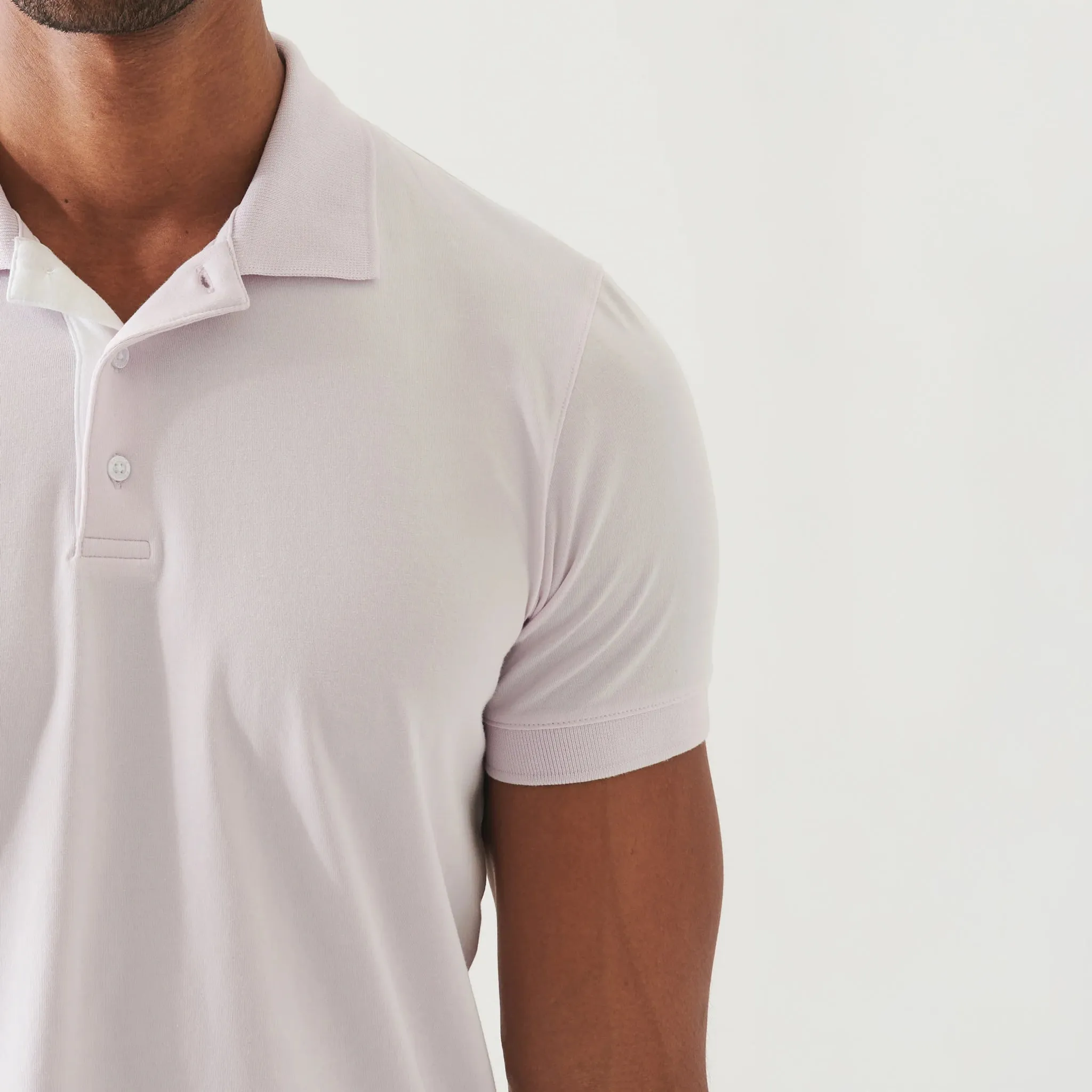 Misty Rose Contrast Placket Iconic Pima Cotton Stretch Polo Shirt - Patrick Assaraf
