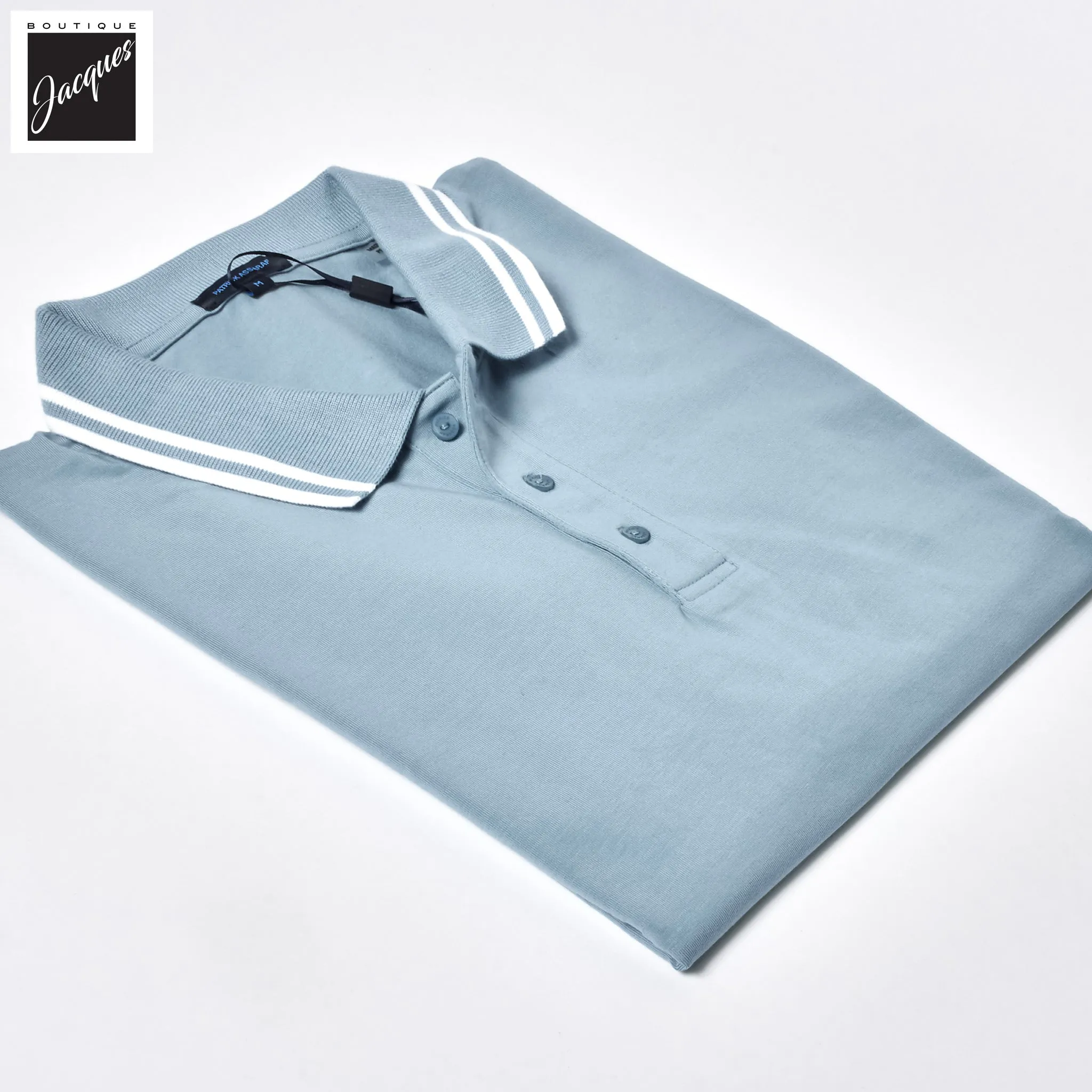 Misty Sky Iconic Pima Cotton Stretch Tipped Polo Shirt - Patrick Assaraf
