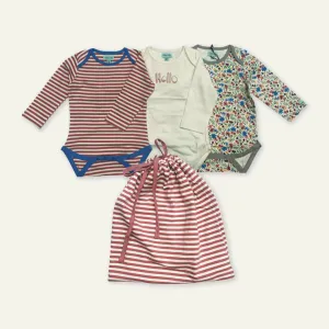 Multicoloured Floral, Stripe And Plain Bodysuit - 3 Pack Gift Set