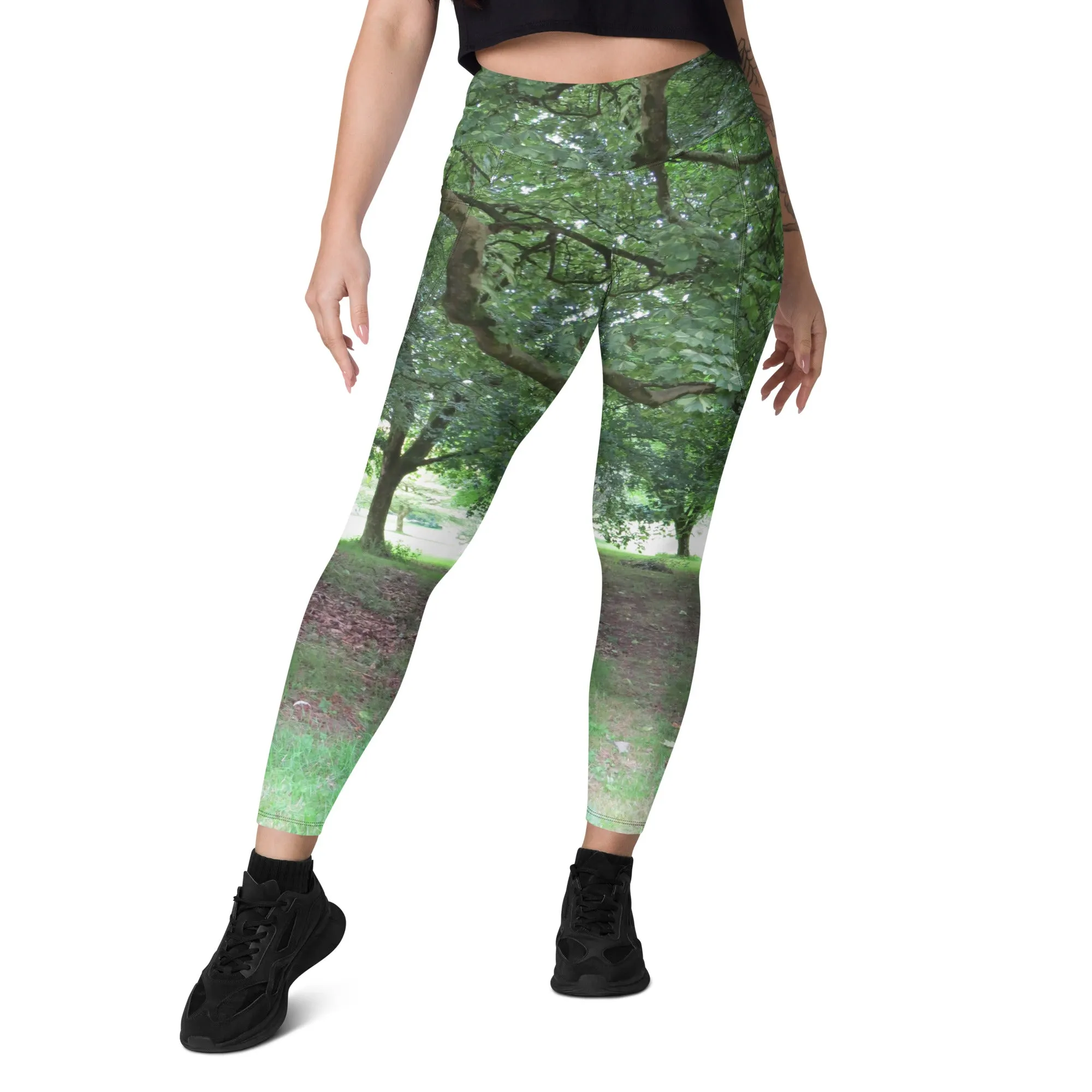 Nature: Legendary Irish Castle Grounds Leggings Straight Waist with Pockets
