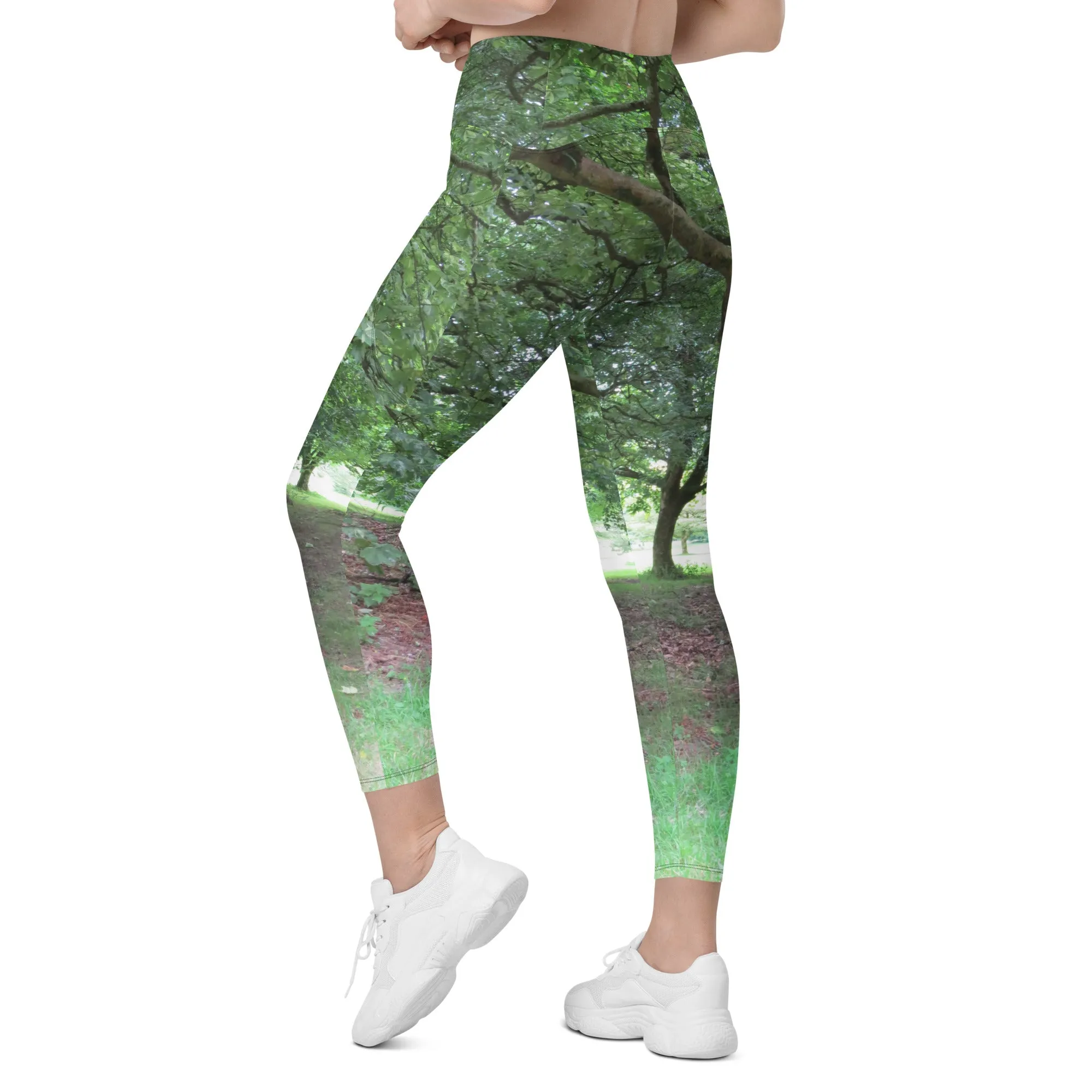 Nature: Legendary Irish Castle Grounds Leggings Straight Waist with Pockets