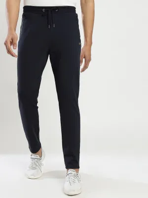 Navy Blue Solid Slim Fit Track Pant | JadeBlue