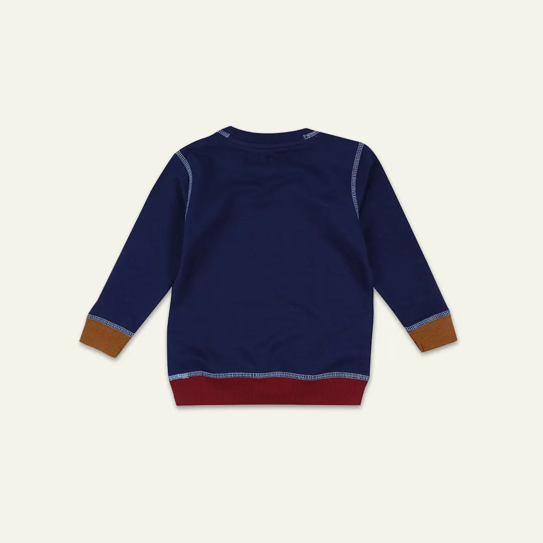 Navy Play Slogan Print Sweatshirt