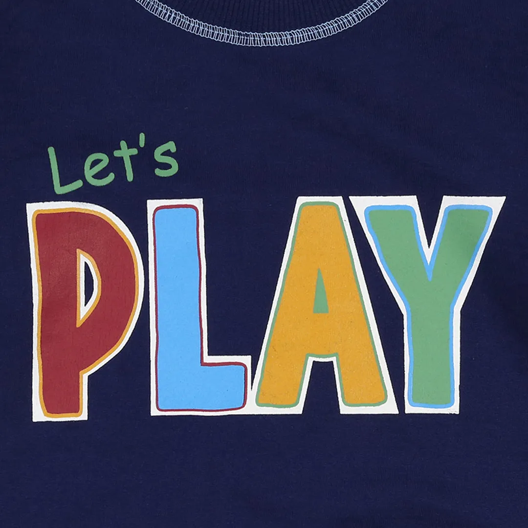 Navy Play Slogan Print Sweatshirt