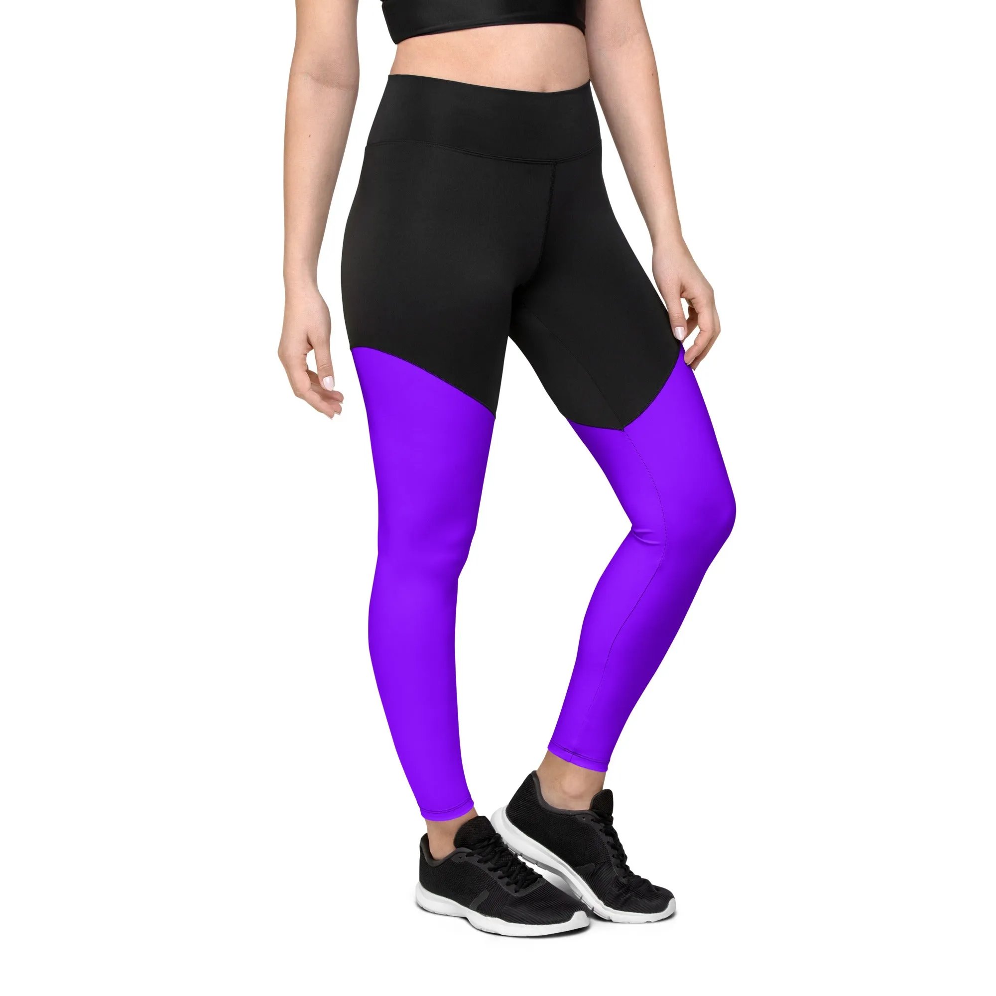 Neon Purple Sports Leggings with Pocket