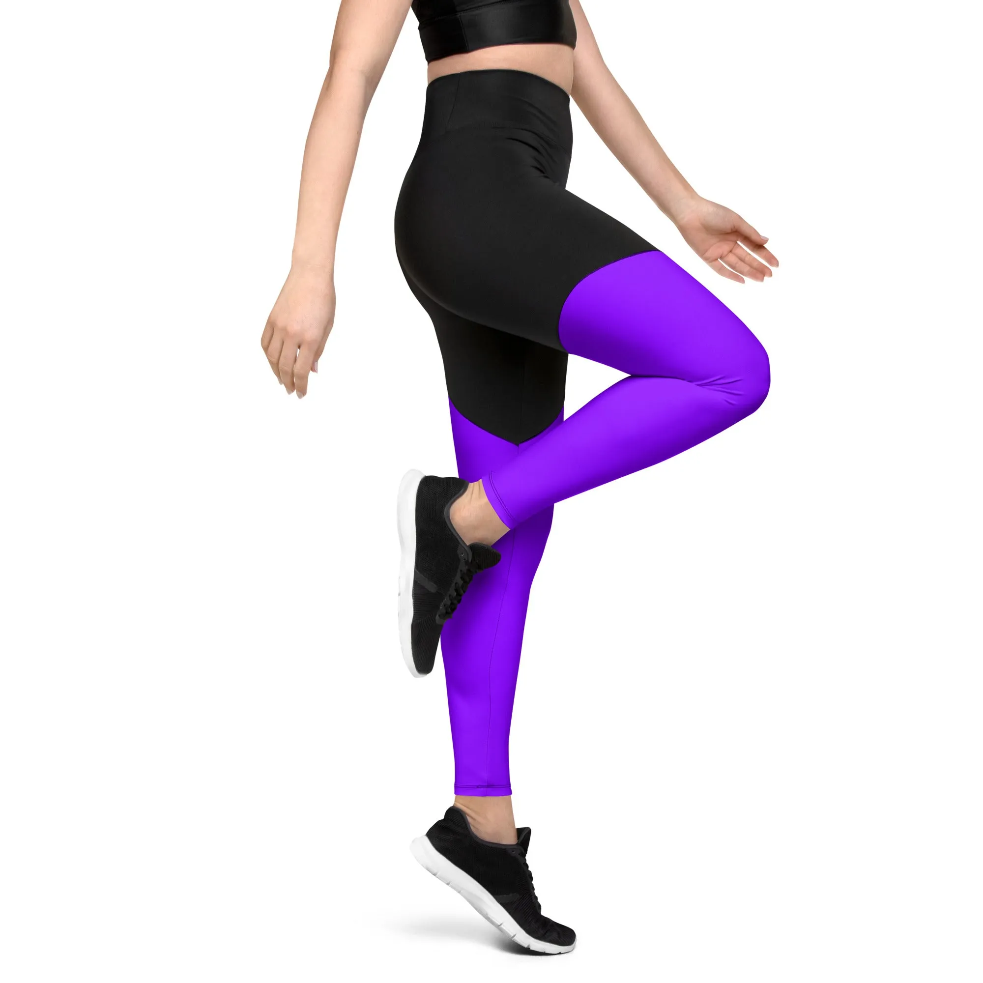 Neon Purple Sports Leggings with Pocket