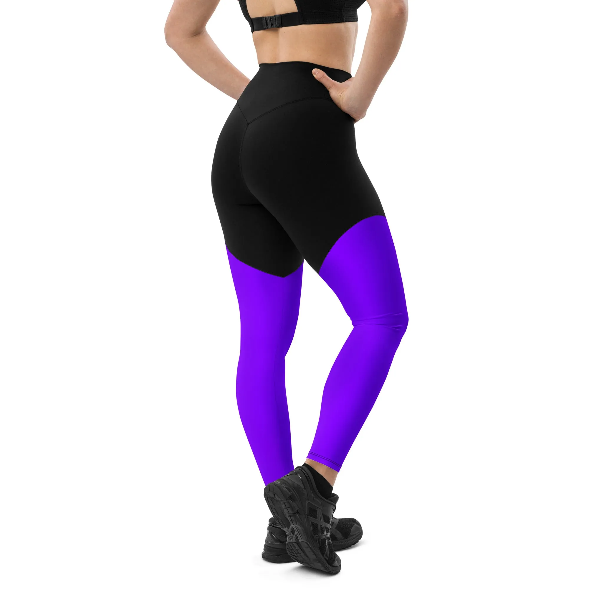 Neon Purple Sports Leggings with Pocket