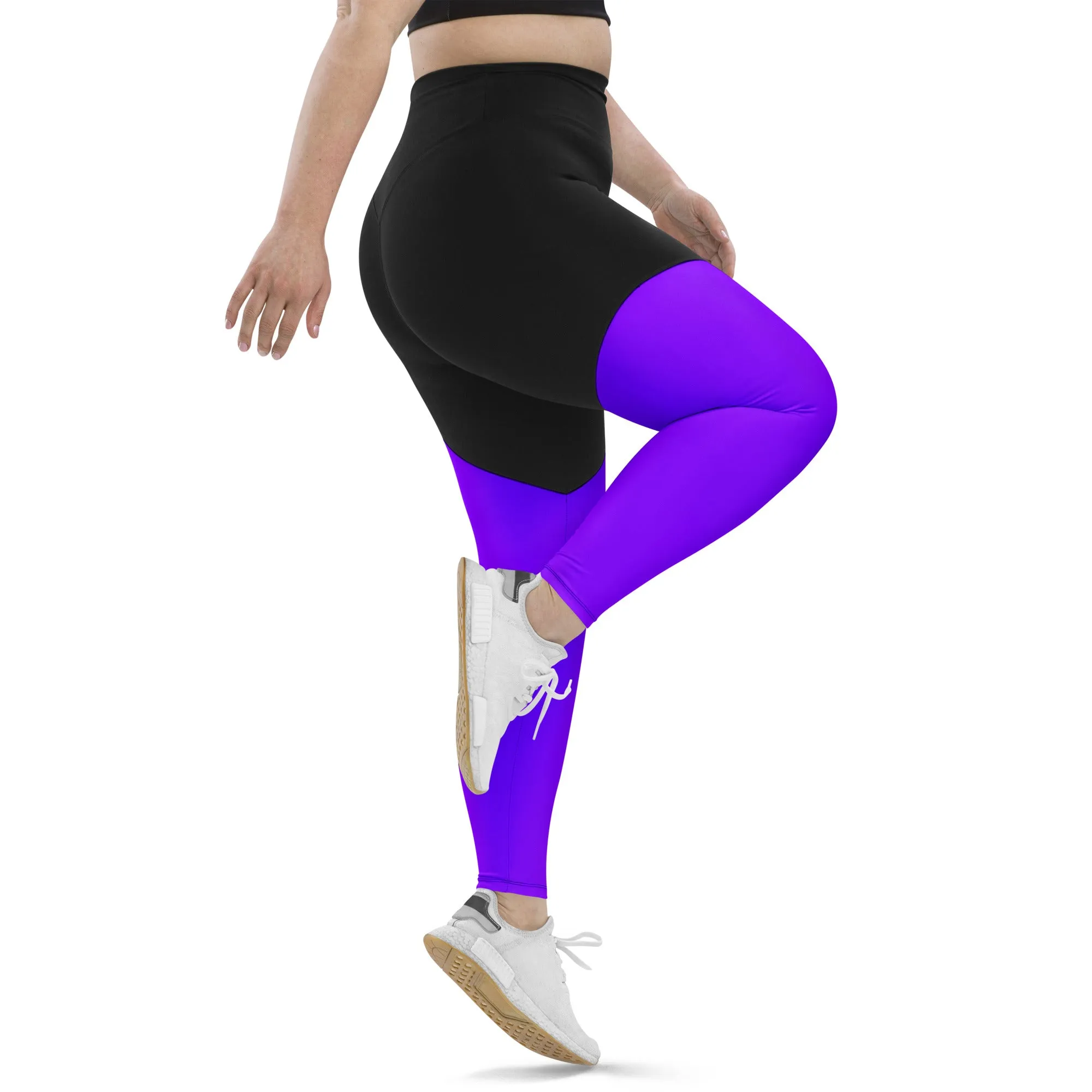 Neon Purple Sports Leggings with Pocket