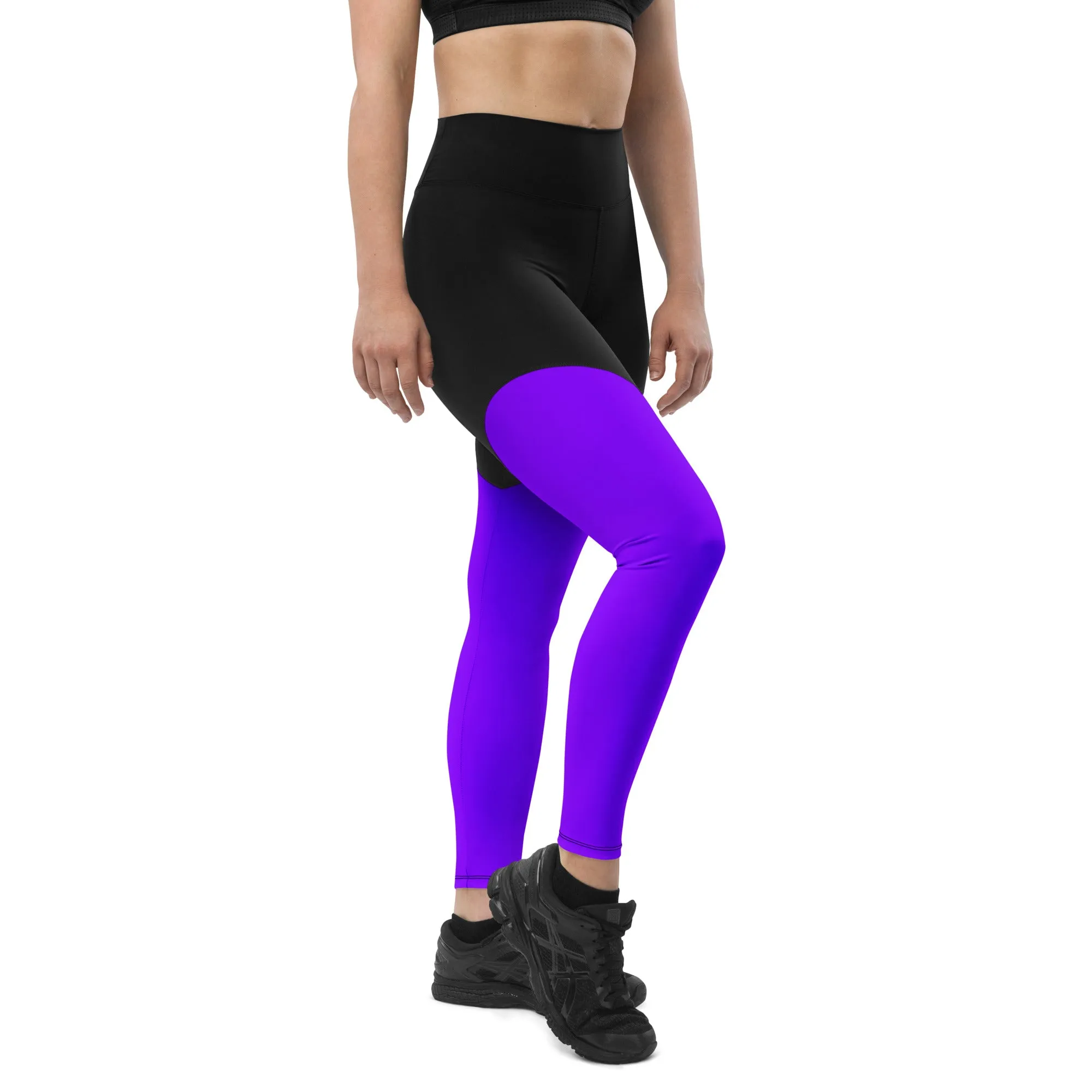Neon Purple Sports Leggings with Pocket