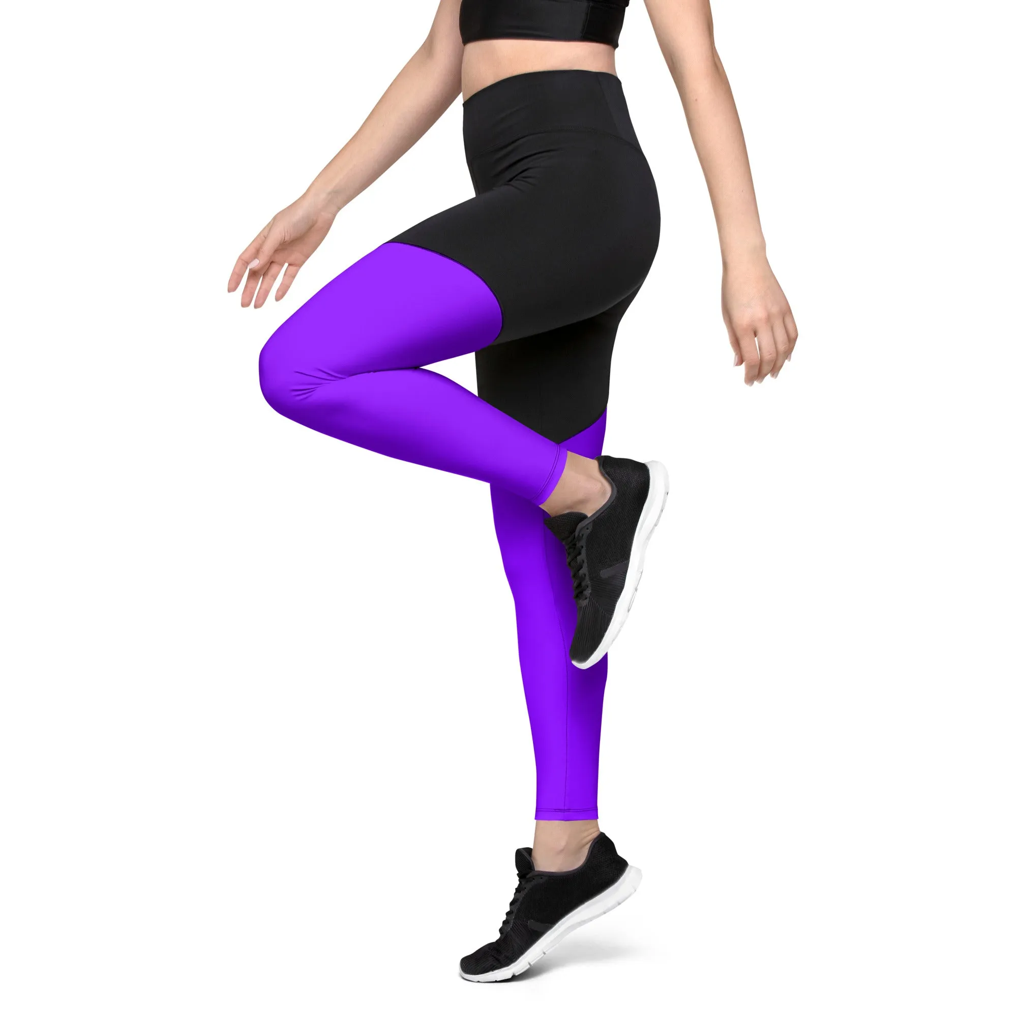 Neon Purple Sports Leggings with Pocket