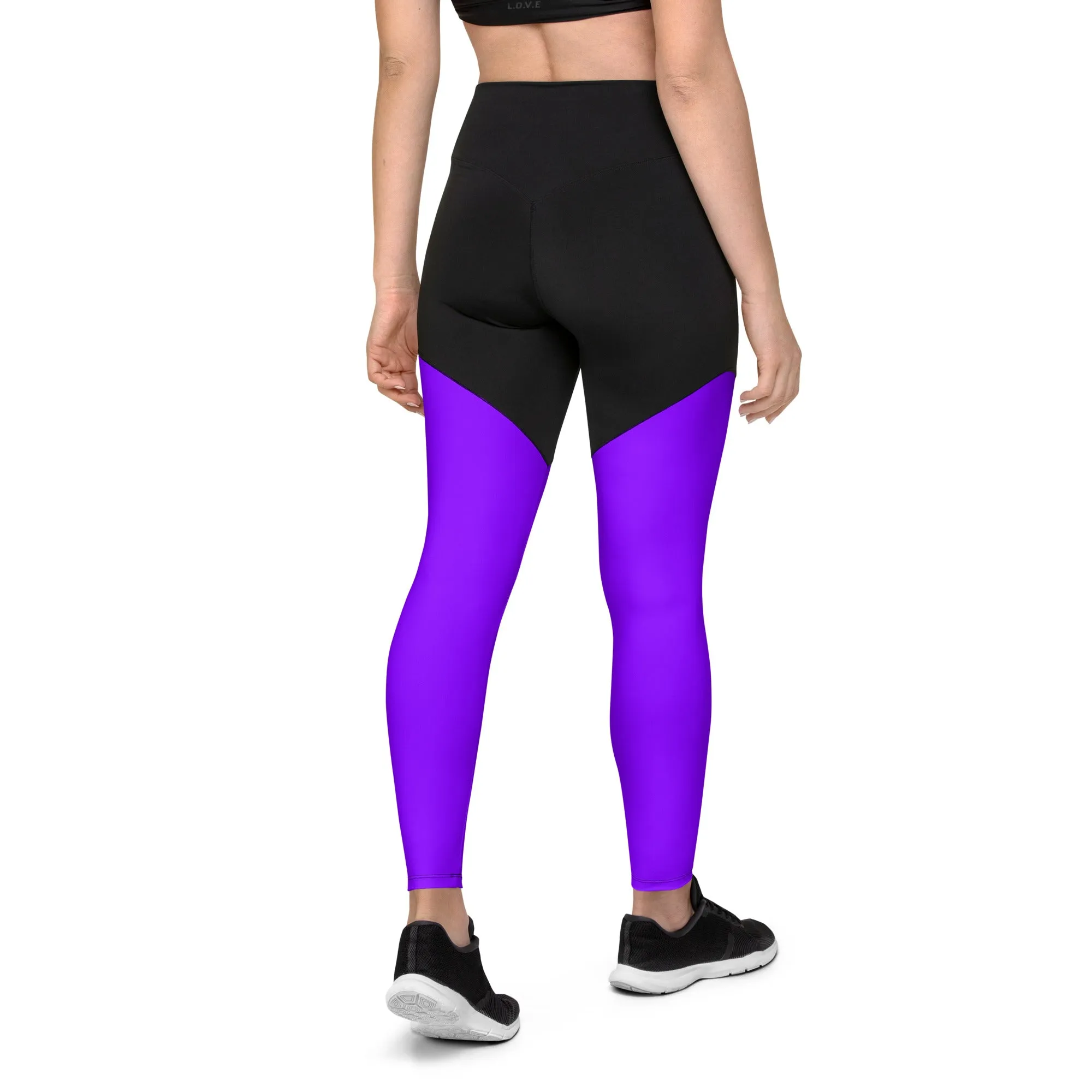 Neon Purple Sports Leggings with Pocket
