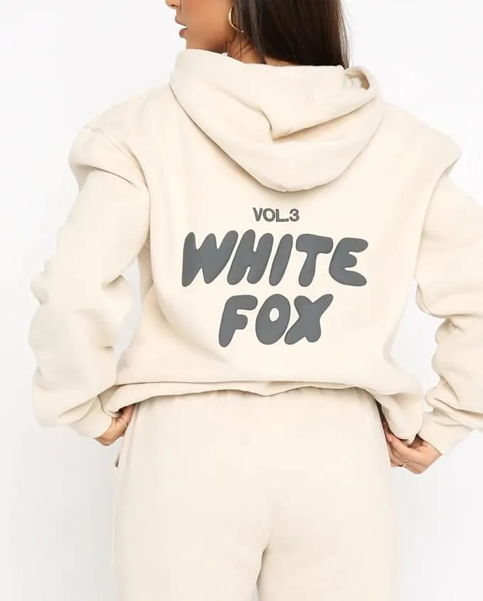 NEW Hoodie and Sweatpants for Women Hip Hop Long Sleeve Hoodies Pant Joggers Set Casual Fleece Hooded Tracksuit, Apricot, Sz M