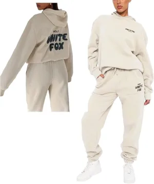 NEW Hoodie and Sweatpants for Women Hip Hop Long Sleeve Hoodies Pant Joggers Set Casual Fleece Hooded Tracksuit, Apricot, Sz M