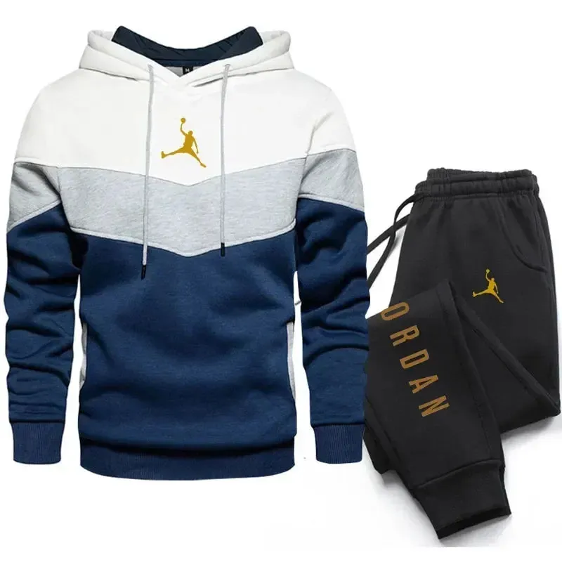 New Men Suits Brand Letter Print Fashion Sets Casual Pullover Tracksuit 2 Piece Hoodies Sweatshirts   Sweatpants Set