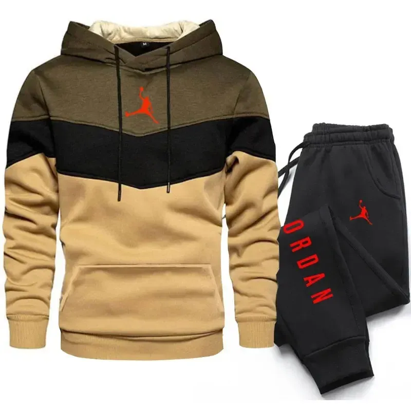 New Men Suits Brand Letter Print Fashion Sets Casual Pullover Tracksuit 2 Piece Hoodies Sweatshirts   Sweatpants Set
