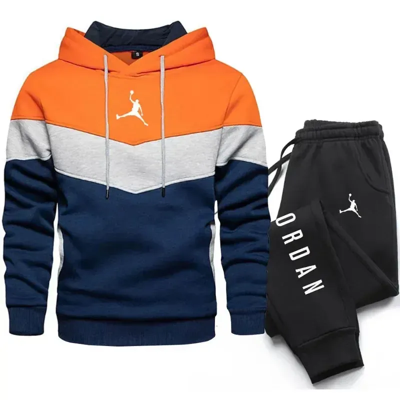 New Men Suits Brand Letter Print Fashion Sets Casual Pullover Tracksuit 2 Piece Hoodies Sweatshirts   Sweatpants Set