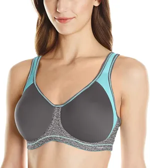 New with tags! Freya Women's Active Underwire Molded Sports Bra in Carbon & Aqua, Sz 34H! Retails $80 