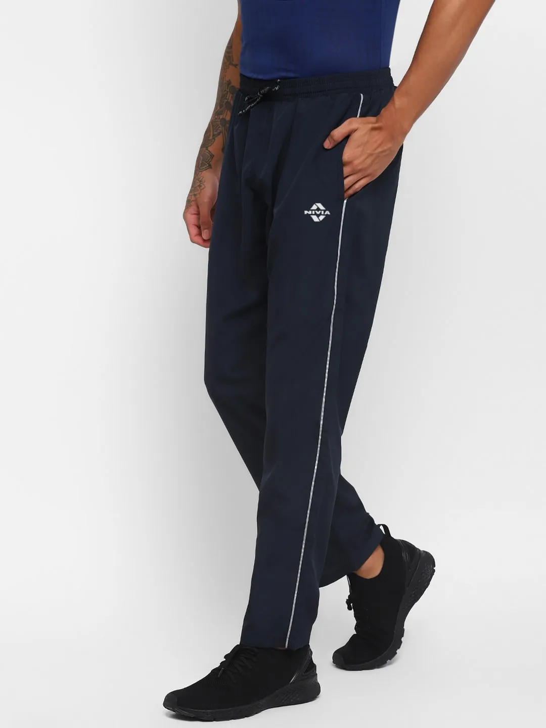 NIVIA Men Striped Pants/Running & Sports TrackpantsFor Men-Navy(S)
