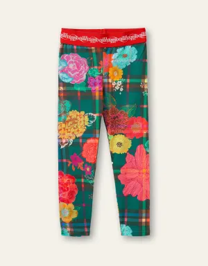 OILILY Taski Girls Green Floral Jersey Leggings - CLEARANCE SALE
