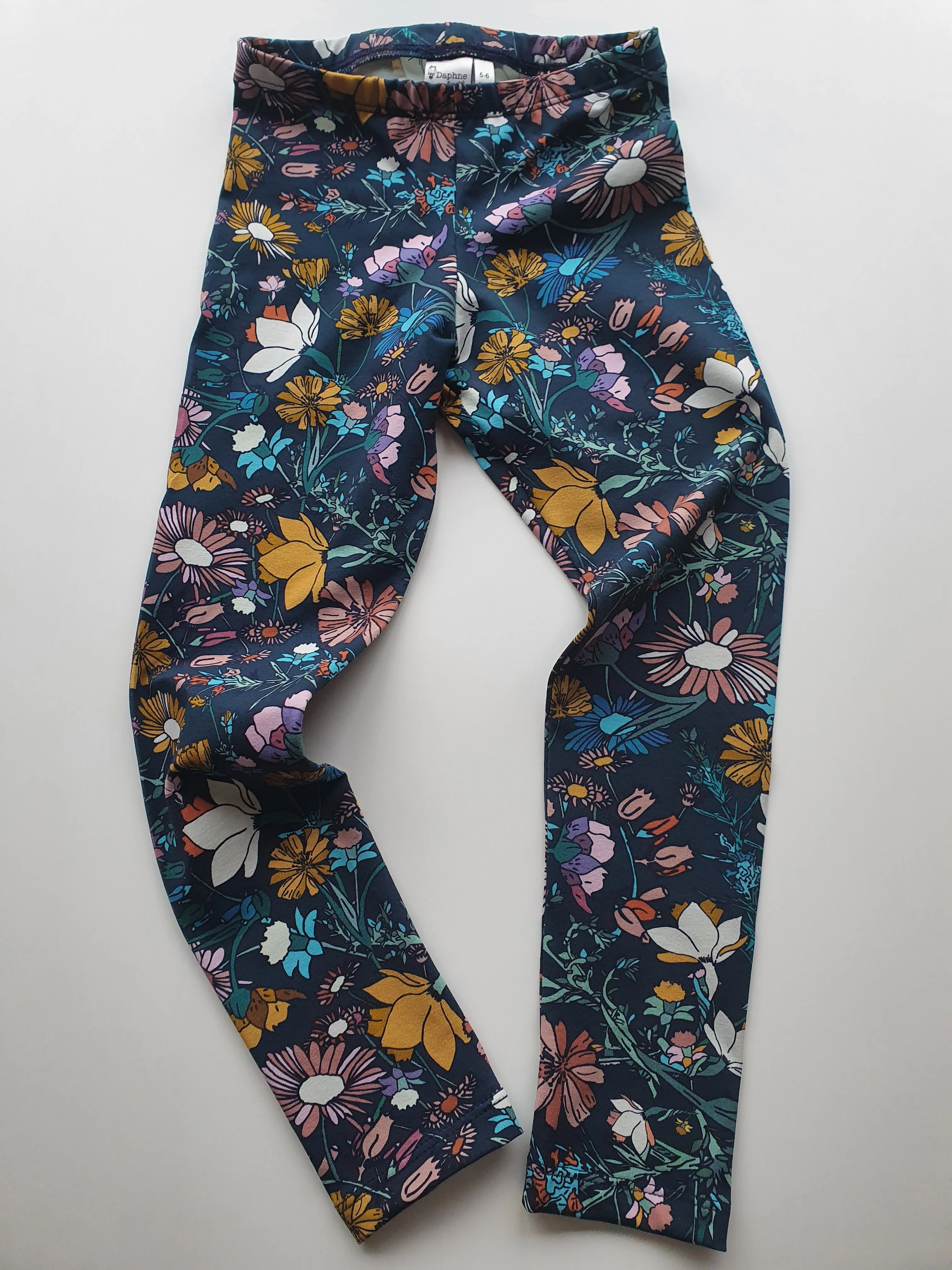 Organic Navy Floral Leggings