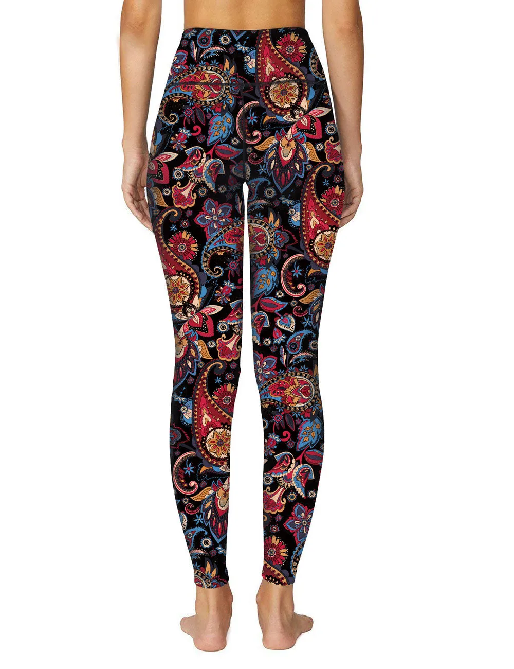 Paisley Pattern Yoga Fitness Sport Leggings Purple