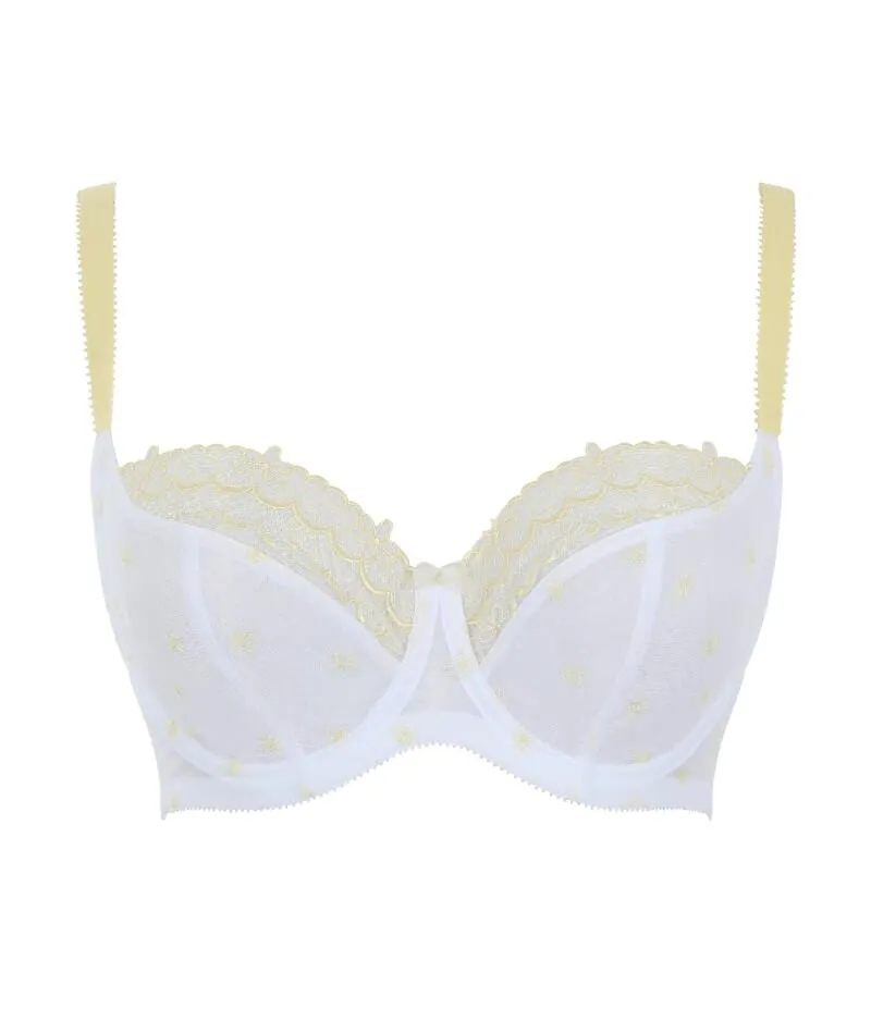 Panache Blossom Balconnet Bra - White / Lemon
