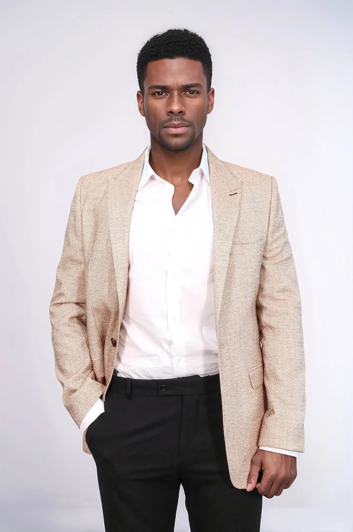 Patterned Slim-Fit Yellow Blazer - Wessi