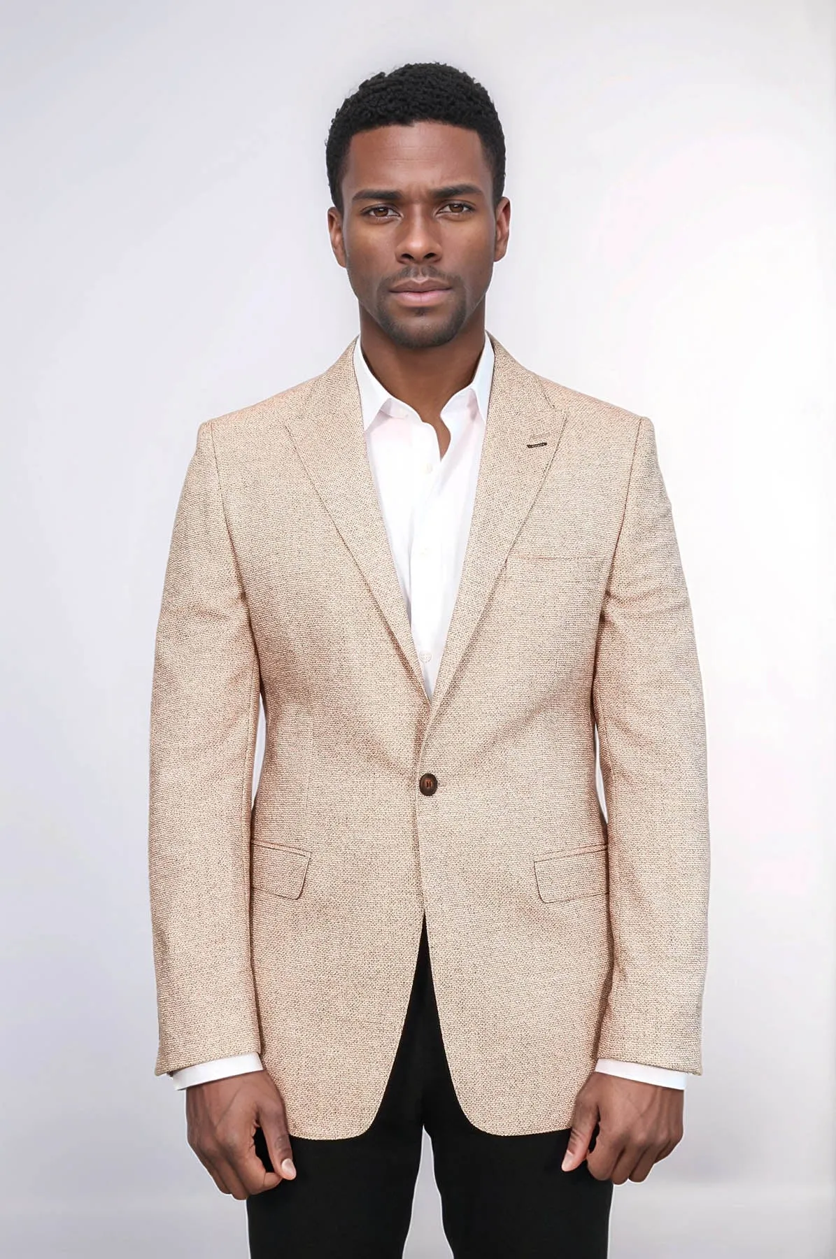 Patterned Slim-Fit Yellow Blazer - Wessi