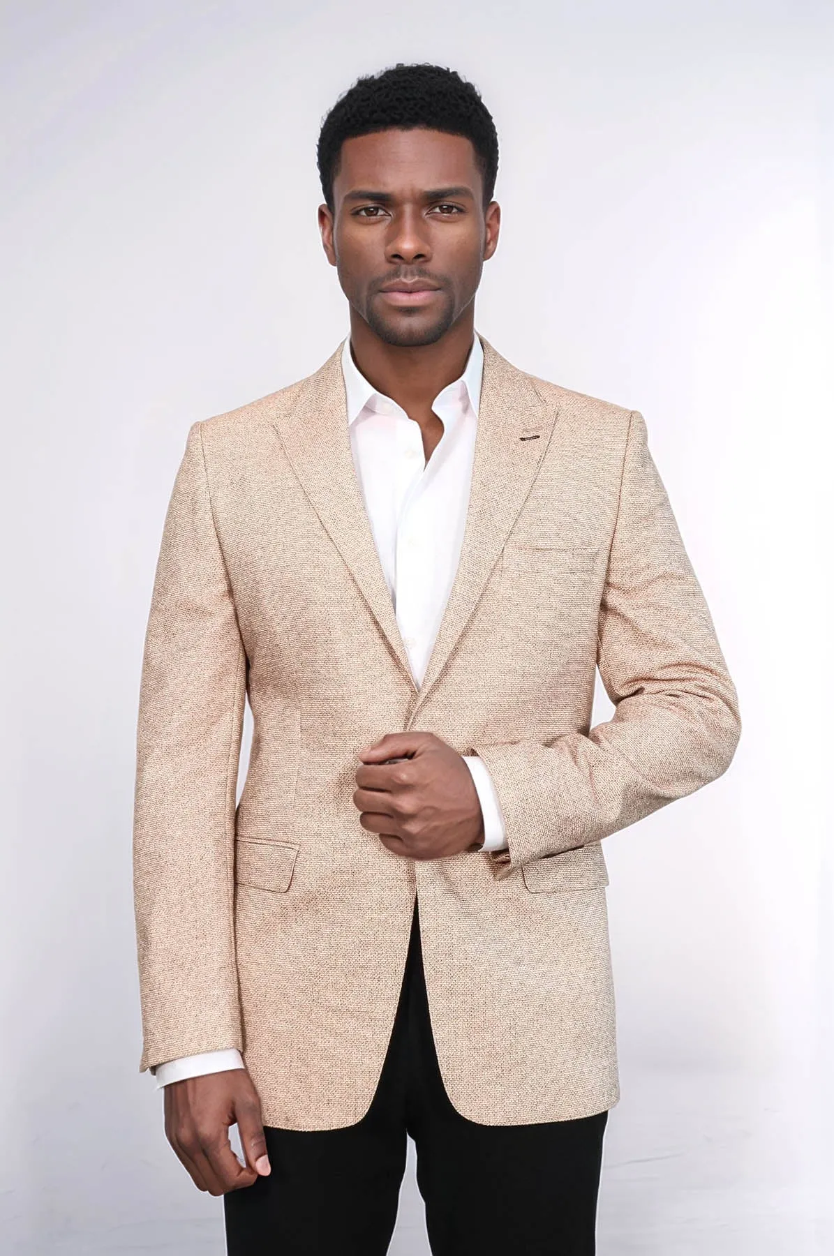 Patterned Slim-Fit Yellow Blazer - Wessi