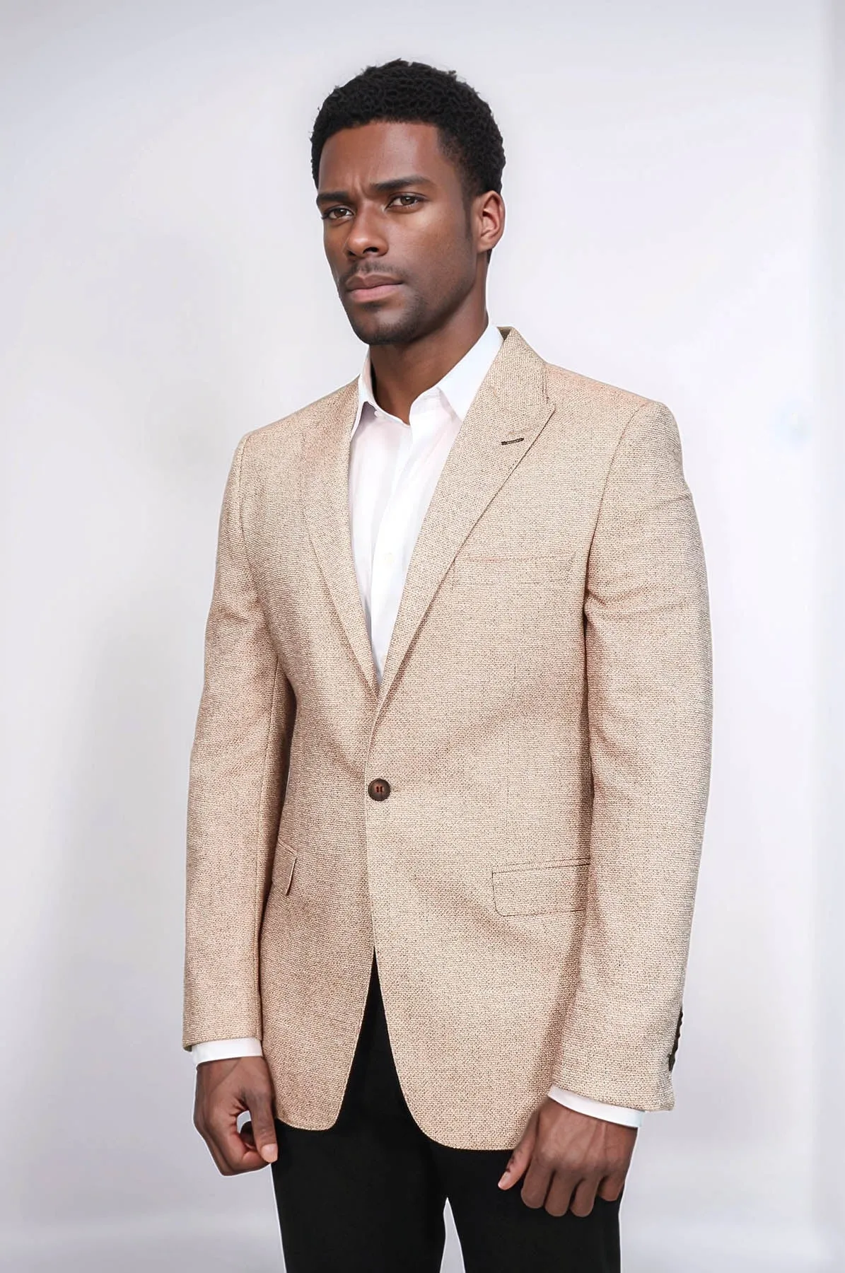 Patterned Slim-Fit Yellow Blazer - Wessi