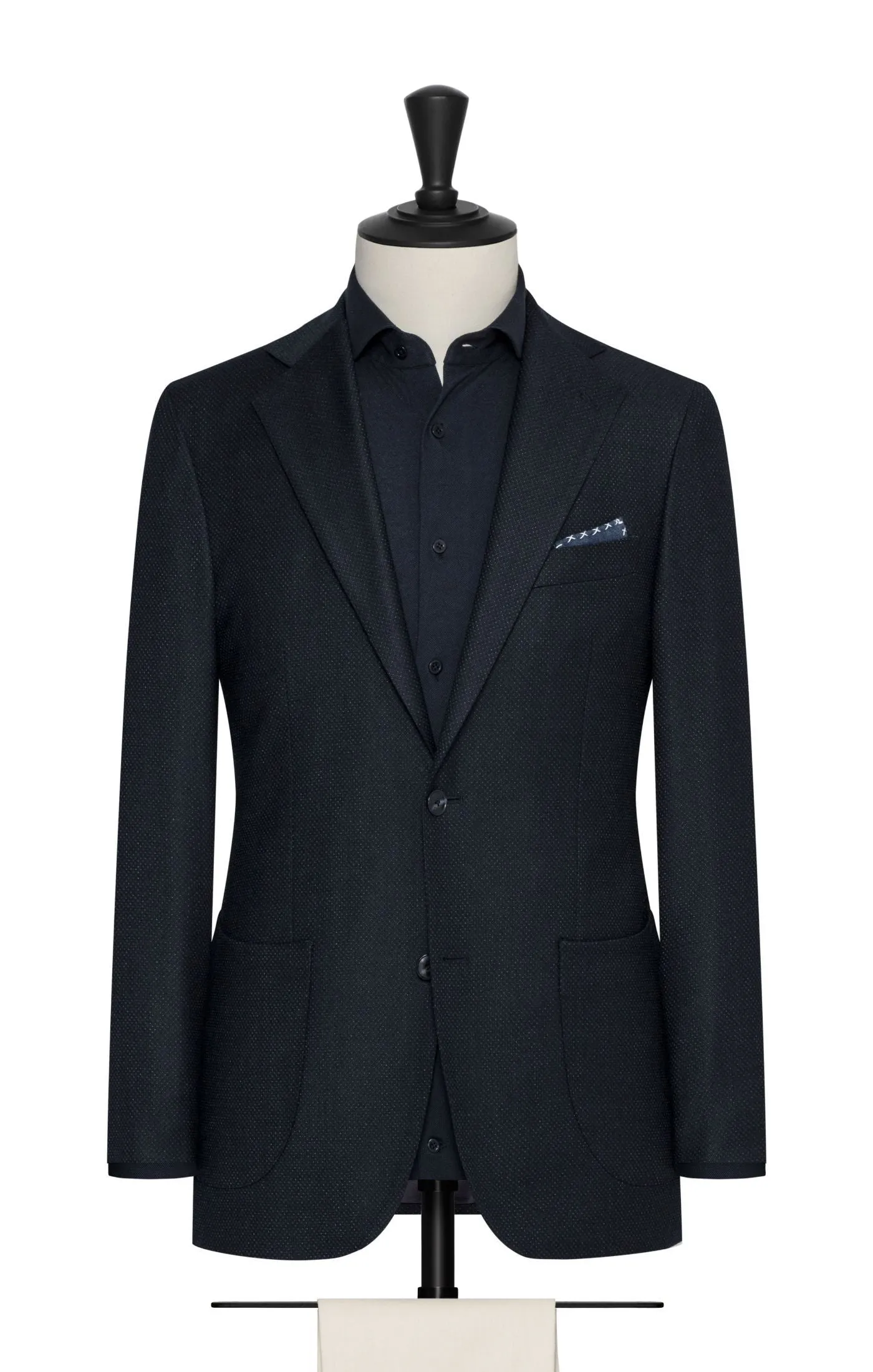 Paulo Oliveira Travel Jacket in Dark Speckled Blue Stretch Merino Wool