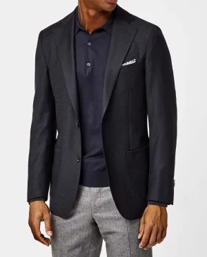 Paulo Oliveira Travel Jacket in Dark Speckled Blue Stretch Merino Wool
