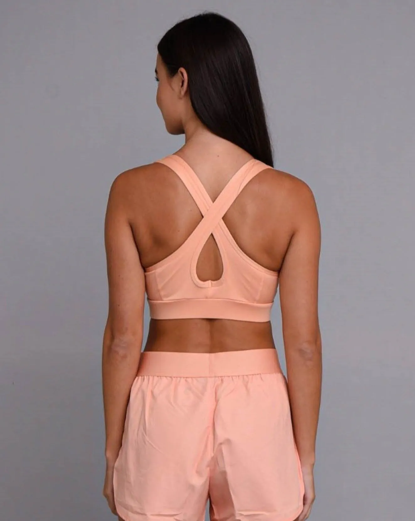 Peach Medium Support Crossback Sports Bra
