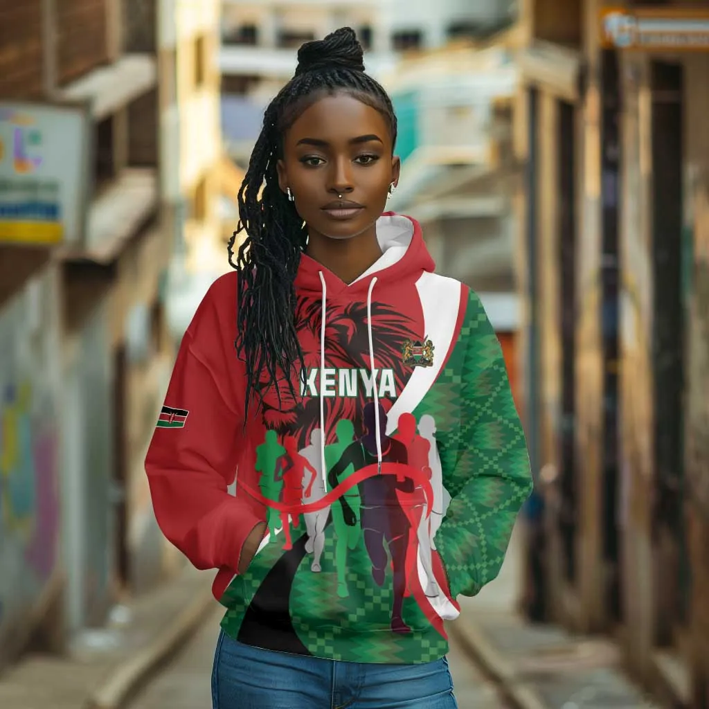 Personalised Athletics Kenya Hoodie Kente Pattern LT15