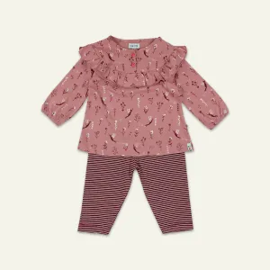 Pink Fairy Print Dress And Legging Set