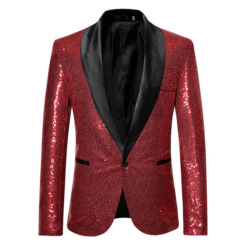 Pink Gold  Silver Blue Sequins Jazz Dance Blazers for Men Youth Host Singers Choir Band Music Production Consert Party Performance Coats for Male